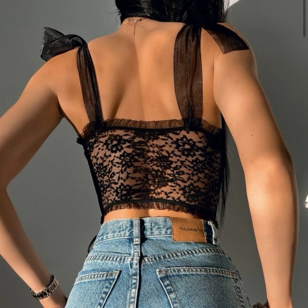 Floral Lace Tie Shoulder underwear bra